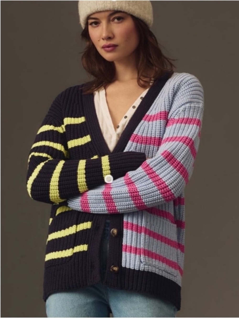 Anthropologie John + Jenn Contrast Striped Cardigan
Sweater Size S